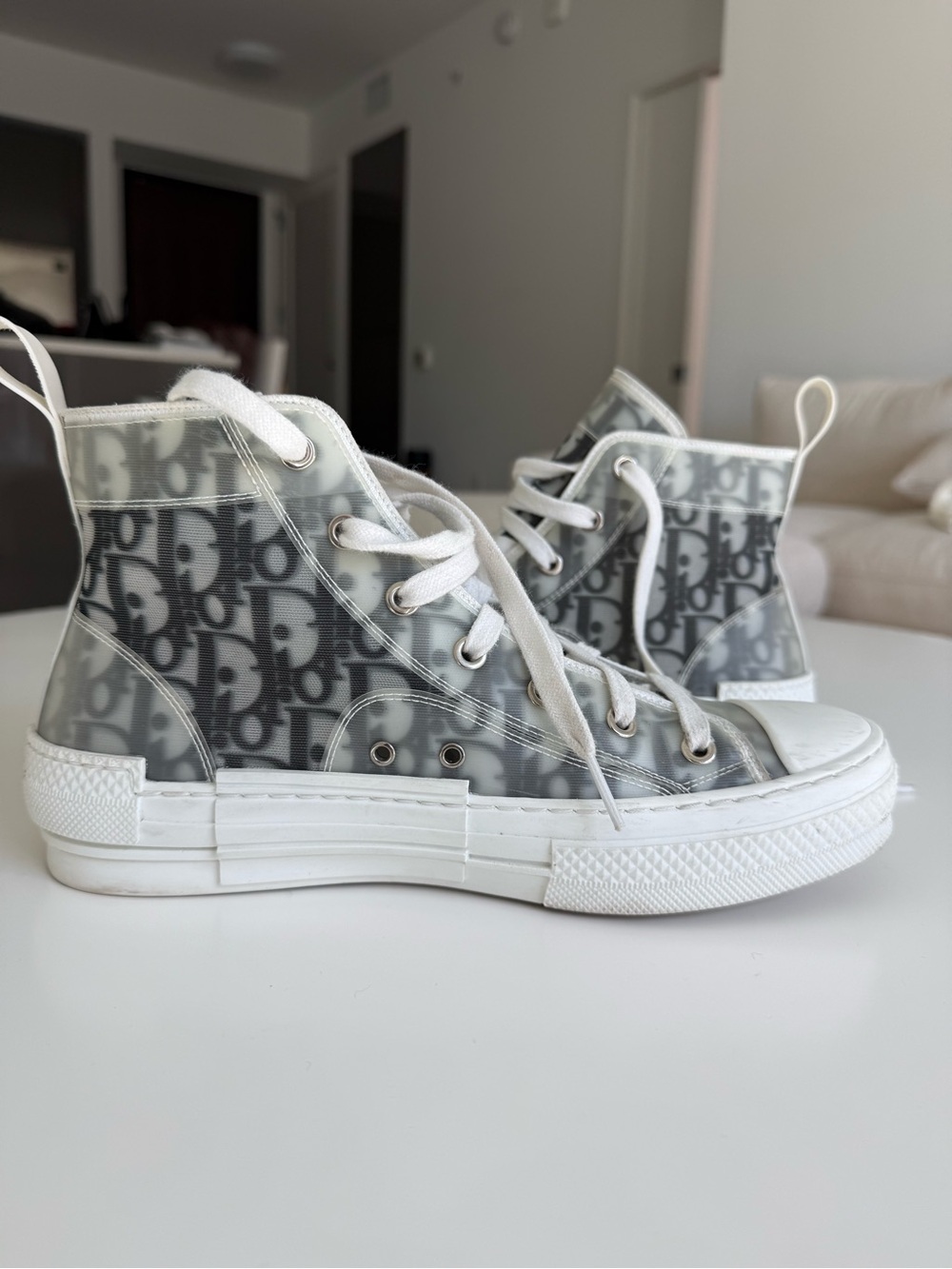 Dior Gray Monogram High-Top Women’s Sneakers - Picture 2 of 5